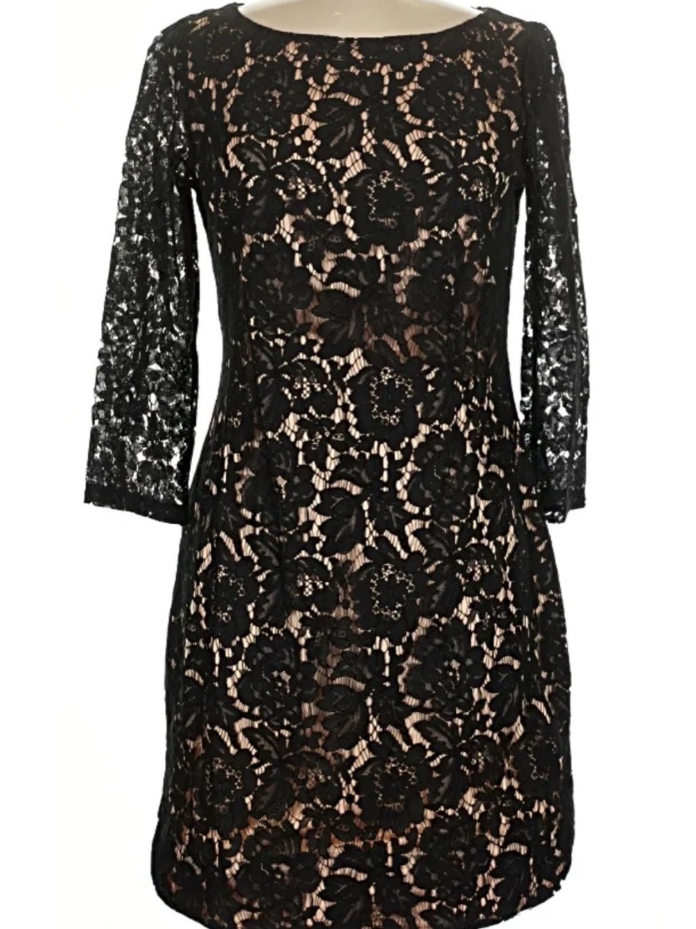 Vince Camuto Black Lace Dress with Nude Lining